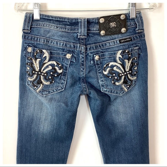 Miss Me Skinny Jeans Low Rise Embellished Bling 27 - Picture 2 of 14